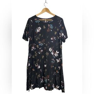 Reitmans Black Floral Tiered Short Sleeve Dress – Size Large